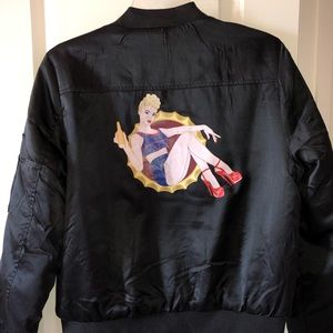 Bottled Blonde black bomber jacket